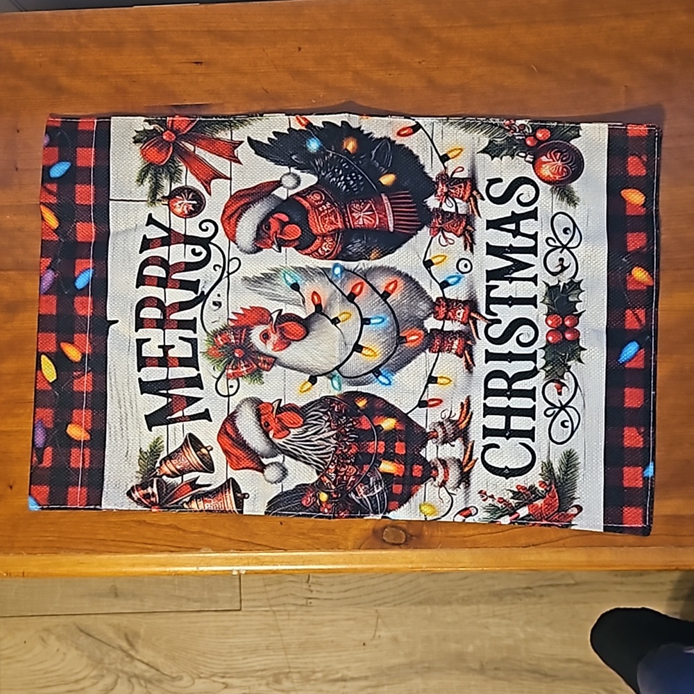 Garden Flag, Chickens, Merry Christmas - Picture 1 of 4